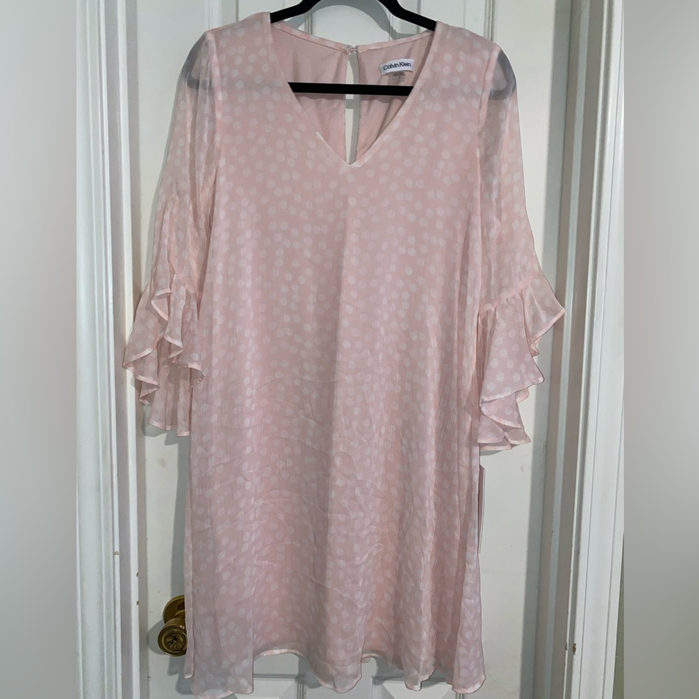 Calvin Klein Flutter‎ Sleeve Chiffon Mini Shift Dress